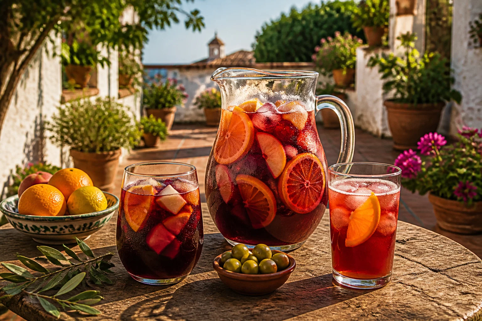 Sangria et tinto de verano en terrasse